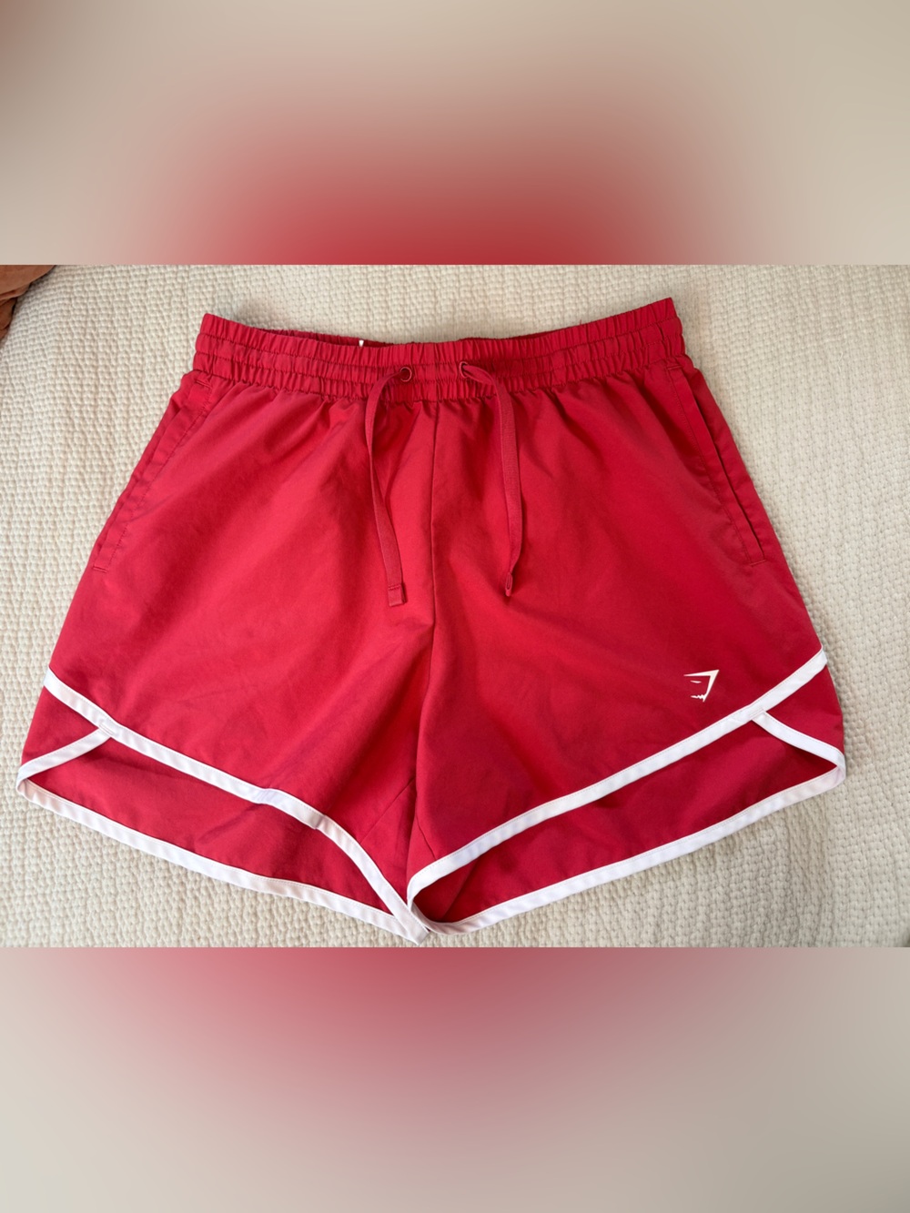 Gymshark Women’s XS Athletic Running Shorts Berry Maroon Pink White Trim